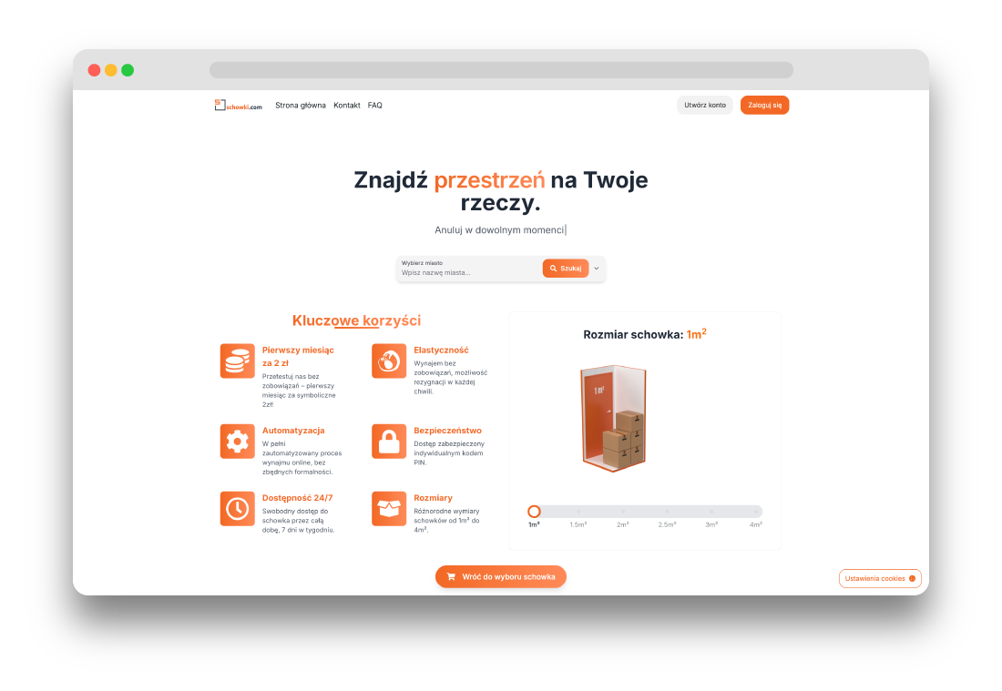 Schowki - On-demand self-storage, booked online.